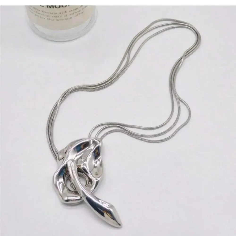 Silver Geometric Handmade Creative Design Necklace Party Event
